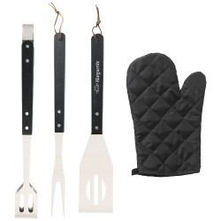 Bear BBQ apron with utensils and glove 