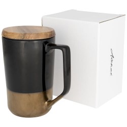 Tahoe 470 ml ceramic mug with wooden lid 