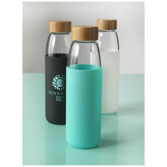 Kai 540 ml glass sport bottle with wood lid 