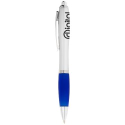 Nash ballpoint pen silver barrel and coloured grip 