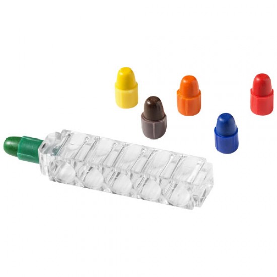 Waxy 6-piece crayon set with clear casing 