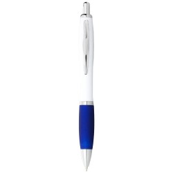 Nash ballpoint pen white barrel and coloured grip 