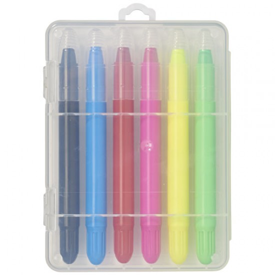 Phiz 6 retractable crayons in plastic case 