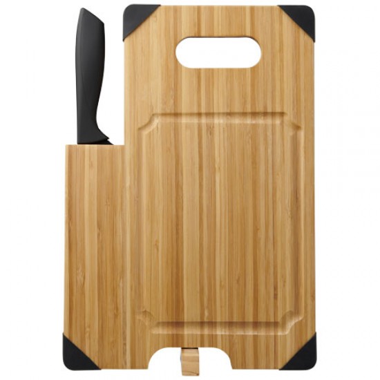 Avery bamboo cutting board with knife 
