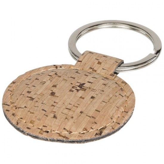 Cork-look rounded keychain 