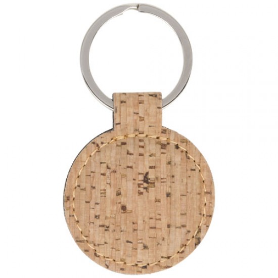 Cork-look rounded keychain 