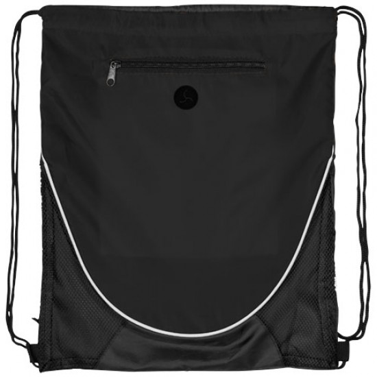 Peek zippered pocket drawstring backpack 
