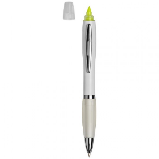 Curvy ballpoint pen with highlighter 
