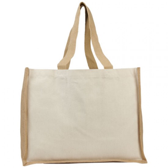 Varai 340 g/m² canvas and jute shopping tote bag 