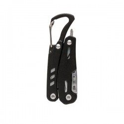 Solid mini multitool with carabiner, black