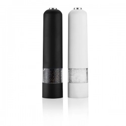 Electric pepper and salt mill set, white