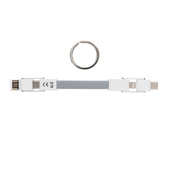 2-in-1 keychain cable MFi licensed, silver