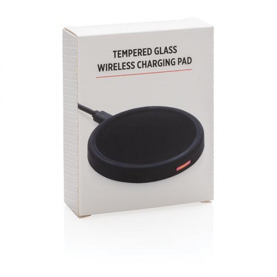 Tempered glass 5W wireless charging pad, black