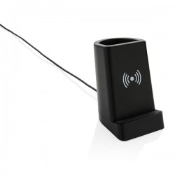 Light up logo 5W wireless charging pen holder, black