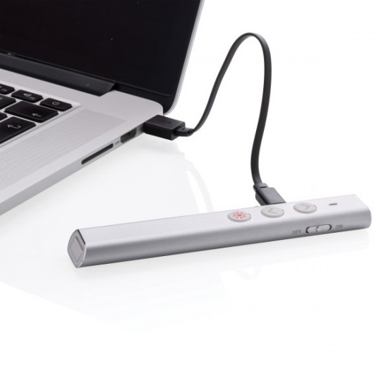 USB re-chargeable presenter, silver