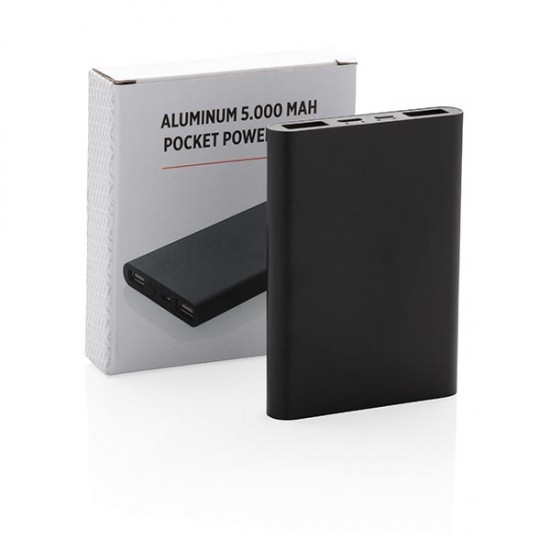 Aluminium 5.000 mAh pocket powerbank, black