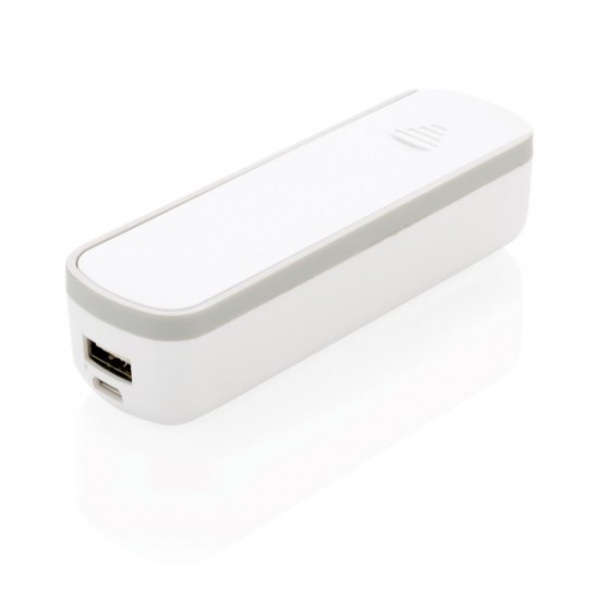 2.200 mAh powerbank with integrated cable storage, white