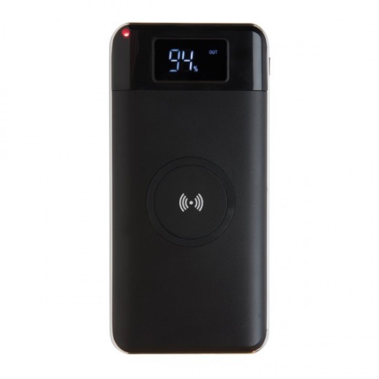 10.000 mAh powerbank with wireless 5W charger, black