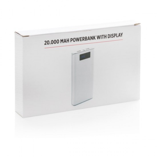 20.000 mAh powerbank with display, white