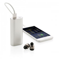 True wireless earbuds with 2.000 mAh powerbank, silver