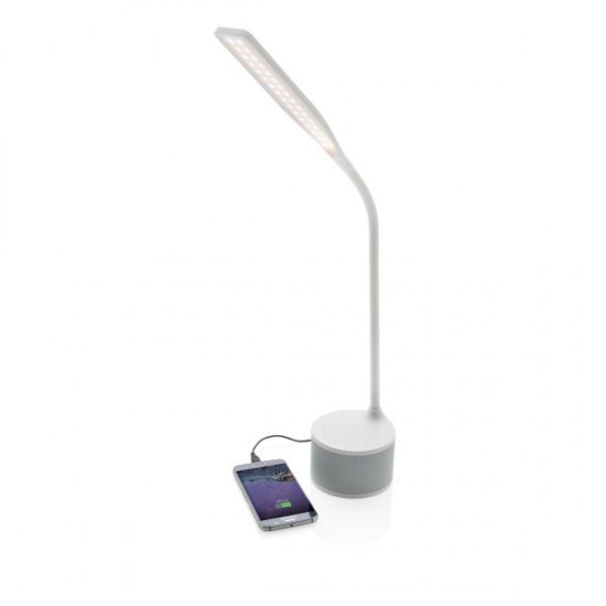 USB charging lamp and speaker, white