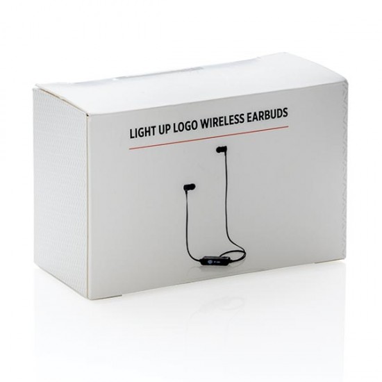 Light up logo wireless earbuds, black