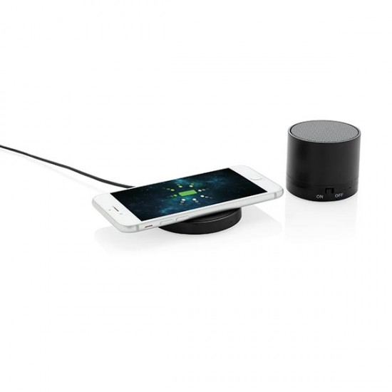 Wireless charger and speaker set, black