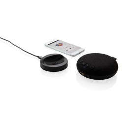 Wireless charging and speaker base with USB, black