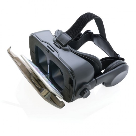 VR glasses with integrated headphone, black