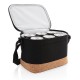 Two tone cooler bag with cork detail, black