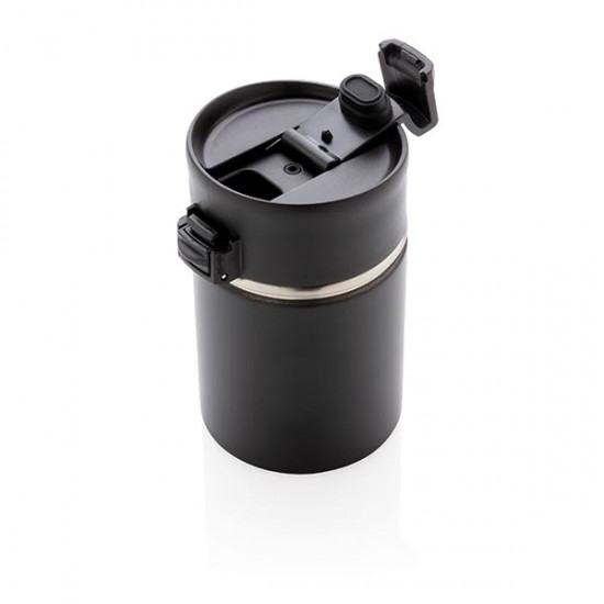 Bogota compact vacuum mug with ceramic coating, black