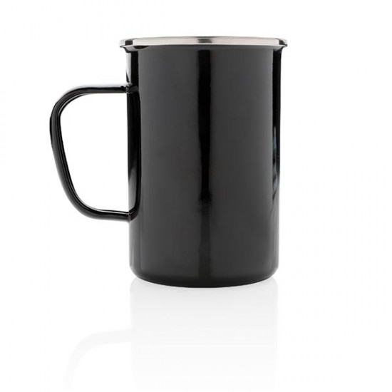 Vintage enamel mug XL, black