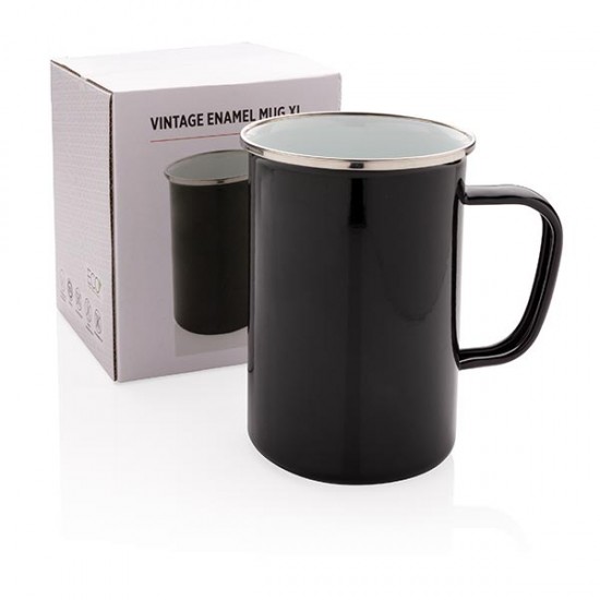Vintage enamel mug XL, black