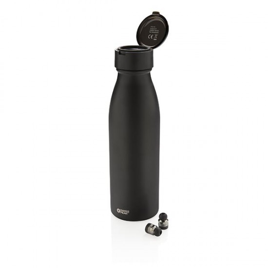Swiss Peak vacuum bottle with mini true wireless earbuds, bl