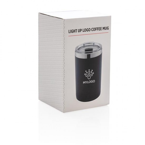 Light up logo coffee mug, black