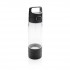 Hydrate bottle with true wireless earbuds, transparent