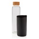 Glass bottle with textured PU sleeve, black