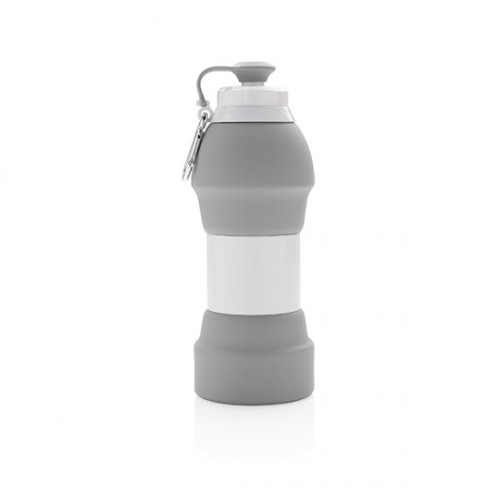 Foldable silicone sports bottle, grey