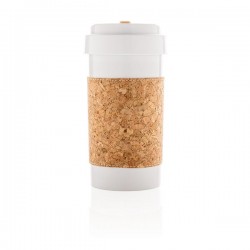 ECO PLA 400ml can with cork sleeve, white