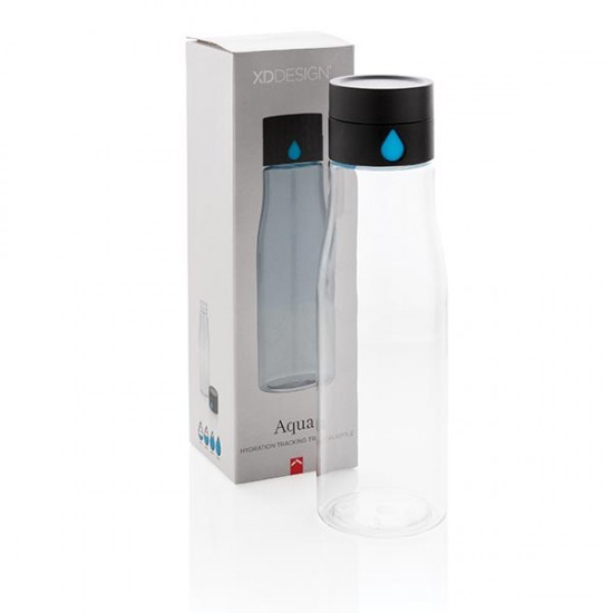 Aqua hydration tracking tritan bottle, transparent