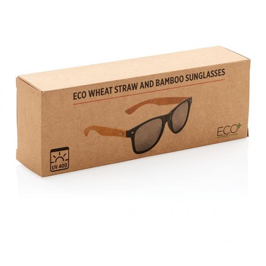 Wheat straw and bamboo sunglasses, black