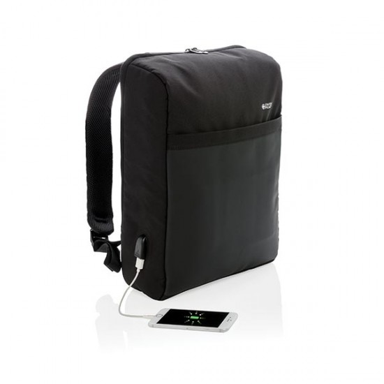 Swiss Peak 15" anti-theft RFID & USB backpack PVC free, blac