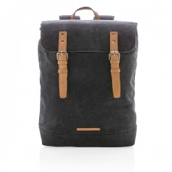 Canvas laptop backpack PVC free, black
