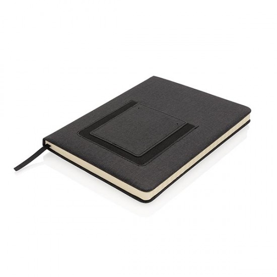 Deluxe A5 Notebook with phone pocket, black