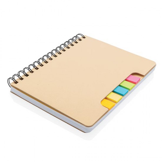 A5 Kraft spiral notebook with sticky notes, brown A5 Kraft spiral notebook with sticky notes, brown