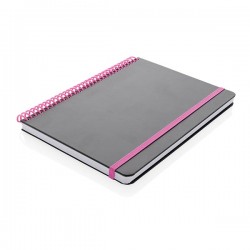 Deluxe A5 notebook with spiral ring, pink