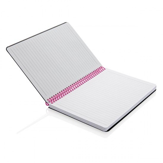Deluxe A5 notebook with spiral ring, pink