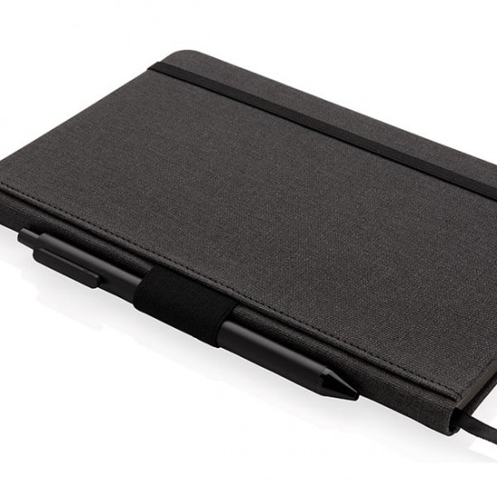 Deluxe A5 notebook with pen holder, black