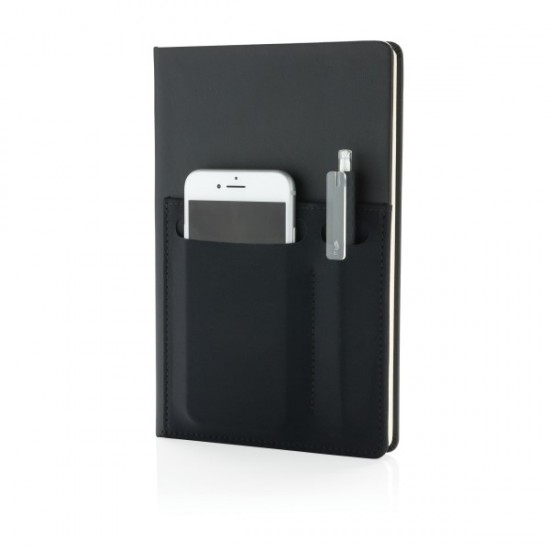 A5 Deluxe notebook with smart pockets, black A5 Deluxe notebook with smart pockets, black