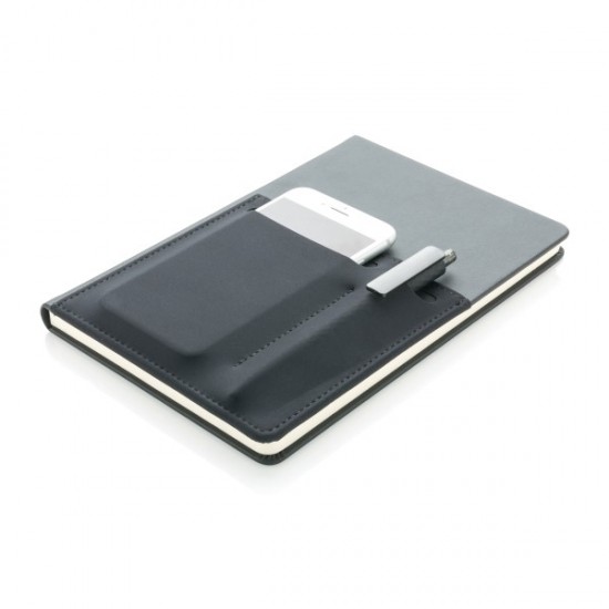 A5 Deluxe notebook with smart pockets, black A5 Deluxe notebook with smart pockets, black